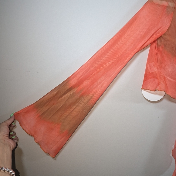 Sheer tie up crop with bell sleeves - Picture 4 of 4